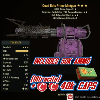 Quad Explosive Minigun ( QE35 - QE 35 ) + Ultracite Ammo + 40K CAPS