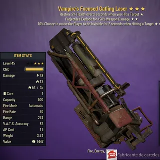 Vampire's Explosive Gatling Laser ( VE GHOST ) + 40,000 CAPS