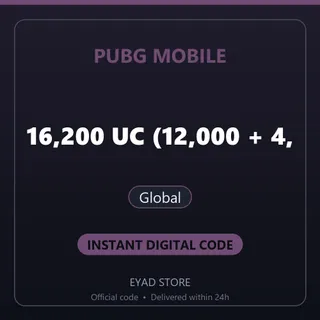 PUBG Mobile Top-Up - 16,200 UC (12,000 + 4,200 Bonus) - Global