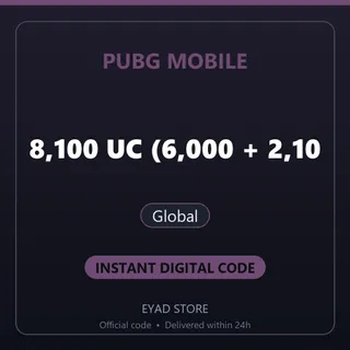PUBG Mobile Top-Up - 8,100 UC (6,000 + 2,100 Bonus) - Global