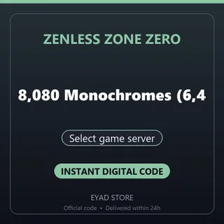Zenless Zone Zero Top-Up - 8,080 Monochromes (6,480 + 1,600 Bonus) - Select game server