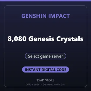 Genshin Impact Top-Up - 8,080 Genesis Crystals (6,480 + 1,600 Bonus) - Select game server