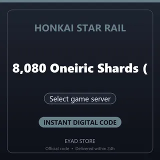 Honkai Star Rail Top-Up - 8,080 Oneiric Shards (6,480 + 1,600 Bonus) - Select game server