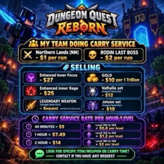 DUNGEON QUEST REBORN — CARRY LEVELING  ITEMS & GOLD