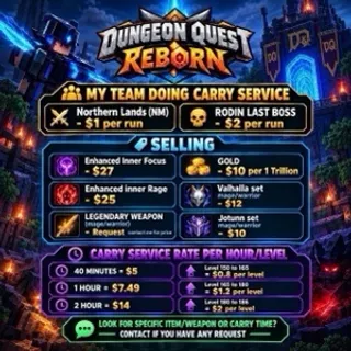 DUNGEON QUEST REBORN — CARRY LEVELING  ITEMS & GOLD