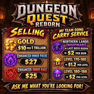 Dungeon Quest Reborn | Gold, Carry Service & Items