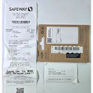 $100 Amazon US Gift Card (Digital Code / Physical Store Receipt)