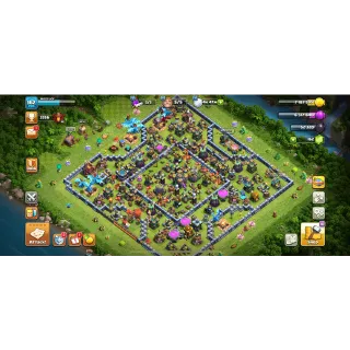 TH14 🏰 XP162🔥4EPIC EQUIPMENT GIANT GAUNTLET MAGIC MIRROR LV18 FIREBALL ROCKET SPEARS🔥4SKIN HEROES[65-73-53-55-27] GEMS162🔥#2028