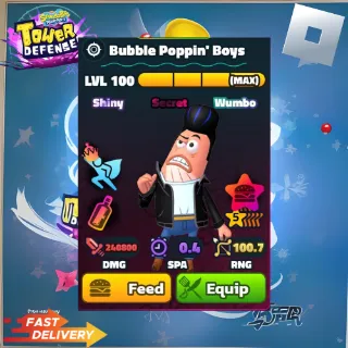 BUBBLE POPPIN BOYS - 5 STAR NEPTUNE CROWN SHINY WUMBO POWER PATTY - SPONGEBOB TOWER DEFENSE