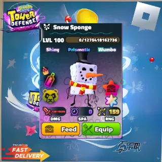 SNOW SPONGE - SUPERSTAR NEPTUNE CROWN SHINY WUMBO POWER PATTY| SPONGEBOB TOWER DEFENSE