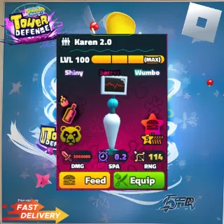 KAREN 2.0  - 5 STAR NEPTUNE CROWN SHINY WUMBO POWER PATTY - SPONGEBOB TOWER DEFENSE