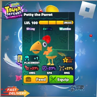 POTTY THE PARROT  - 5 STAR SHINY WUMBO - SPONGEBOB TOWER DEFENSE