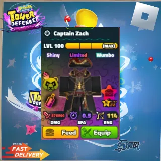 CAPTAIN ZACH - 5 STAR NEPTUNE CROWN SHINY WUMBO POWER PATTY - SPONGEBOB TOWER DEFENSE