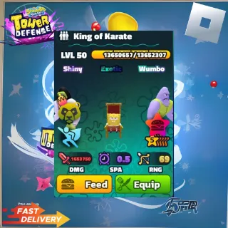 KING OF KARATE  - 5 STAR NEPTUNE CROWN SHINY WUMBO POWER PATTY - SPONGEBOB TOWER DEFENSE