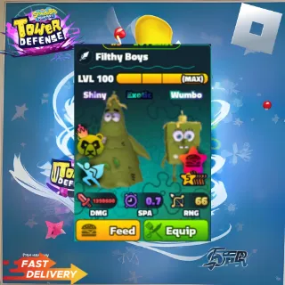 FILTHY BOYS - 5 STAR NEPTUNE CROWN SHINY WUMBO POWER PATTY - SPONGEBOB TOWER DEFENSE