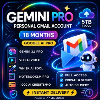 18 Months Gemini Pro Google AI One on Your Personal Gmail