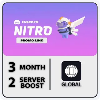 DISCORD NITRO TRIAL 3 MONTH 2 SERVER BOOST GLOBAL