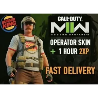 Call Of Duty MW2 Burger King Operator Skin + 1 Hour of Double XP Key