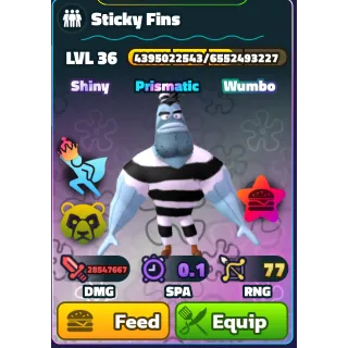 SHINY WUMBO STICKY FINS - SPONGEBOB TOWER DEFENSE  2900-3000 (silver serial)