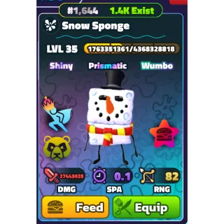 SHINY WUMBO SNOW SPONGE  (SILVER SERIAL)  - SPONGEBOB TOWER DEFENSE