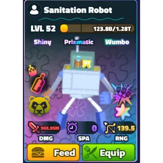 SUPERSTAR SANITATION ROBOT LEVEL 52- SPONGEBOB TOWER DEFENSE (gold serial 200-250)