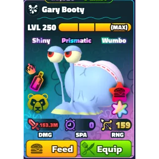 SUPERSTAR SHINY WUMBO GARY BOOTY LEVEL 250 - SPONGEBOB TOWER DEFENSE 3500-3600 (silver serial)