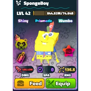 SHINY WUMBO SPONGEBOY LEVEL 42 - SPONGEBOB TOWER DEFENSE 875-1000 (gold serial)
