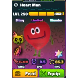 SUPERSTAR HEART MAN level 250- SPONGEBOB TOWER DEFENSE (random silver serial)
