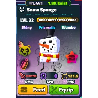 SHINY WUMBO SNOW SPONGE  (SILVER SERIAL)  - SPONGEBOB TOWER DEFENSE