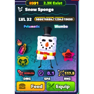 WUMBO SNOW SPONGE (GOLD SERIAL)  - SPONGEBOB TOWER DEFENSE