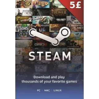 £5.00 GBP STEAM GIFT CARD 🌟 INSTANT 🌟 UK ACCOUNT ONLY