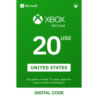 INSTANT🌟USA REGION ONLY🌟$20.00 USD Xbox Gift Card