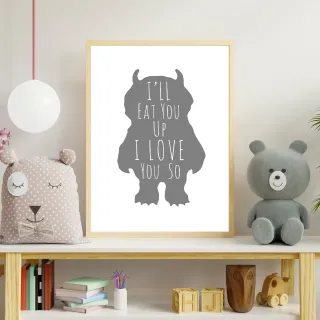 Where The Wild Things Are – I’ll Eat You Up I Love You So – Baby Boy Nursery Wall Art Decor 