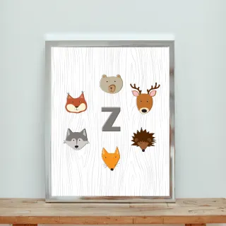 Baby Boy Nursery Wall Art Decor – Z Woodland Monogram 