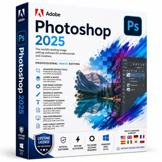 Adobe Photoshop 2025 Professional | Perpetual License Key | Windows | Instant Deliver