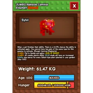 Rbh Carnival Elephant 61.47kg RUSH SALE