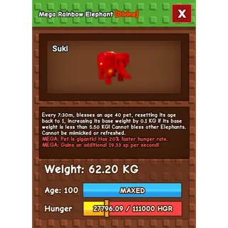 [SPECIAL OFFER] Huge 62.20KG Rare Rainbow/RBH Elephant MAX STATS [1/3] | Grow A Garden GAG 🌱 | ⚡ Fast Delivery