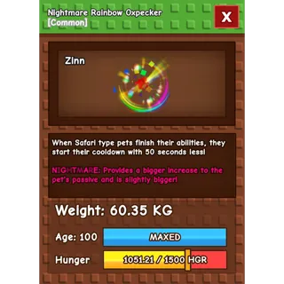 Rbh oxpecker 60kg MAKE 0SEC PET