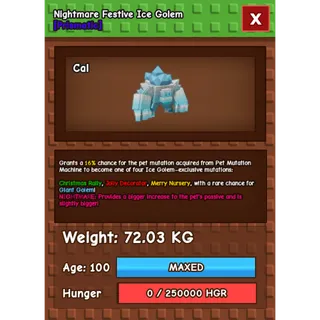 (SPECIAL SALE) FESTIVE ICE GOLEM 72.03KG| GAG | GROW A GARDEN