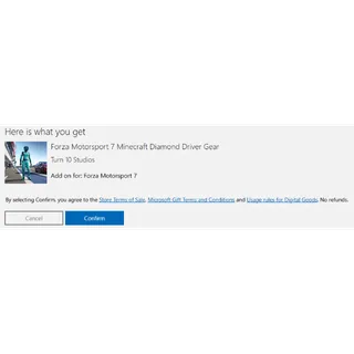 Forza Motorsport 7 Minecraft Diamond Driver Gear