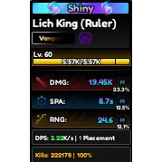 Shiny Lich King (Ruler) Full Godly Stats + Free Chopper 48% Sum Stats | Shiny Ainz | Anime Vanguards | AV