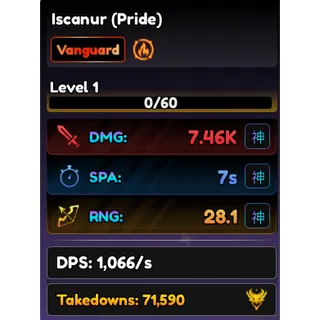 Full Godly Stat Iscanur (Pride) | Escanor | Anime  Vanguards