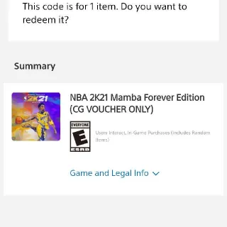 NBA 2K21 Mamba Forever Edition (CG VOUCHER ONLY)