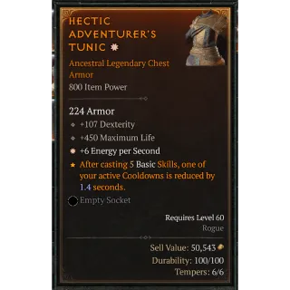 S6 ⭐‍ 1GA - Hectic Adventurer's Tunic - 800 IP