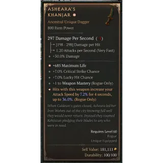 S6 ⭐‍ 1GA - Asheara's Khanjar - 800 IP