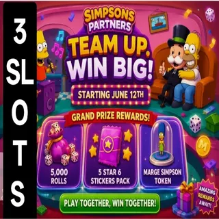 3 SLOTS SIMPSONS PARTNER EVENT MONOPOLY GO 