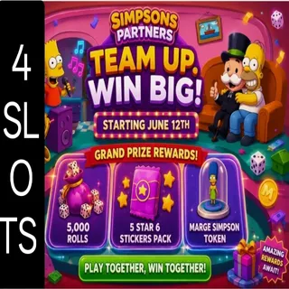 4 SLOTS SIMPSONS PARTNER EVENT MONOPOLY GO 
