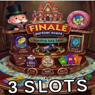 3 SLOTS FINALE PARTNERS EVENT MONOPOLY GO