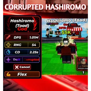 Hashiromo (Toad) 1M DPS TRAIT: CORRUPTED | Defend ur base with anime