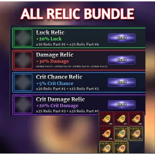 Luck Relic  + Damage Relic  + Crit Chance Relic  + Crit Damage Relic SAILOR PIECE